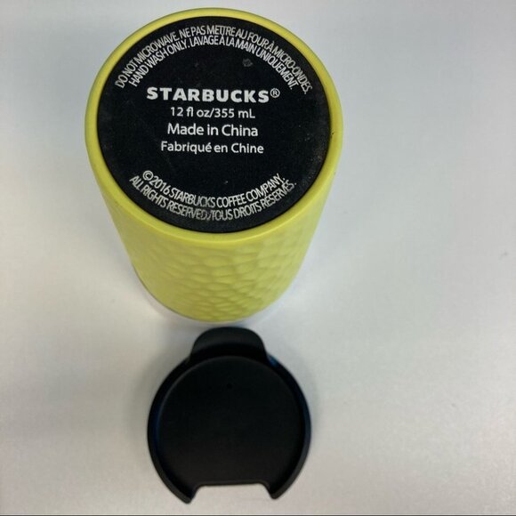 STARBUCKS 2016 Dimpled Neon  Yellow To go Mug - Picture 8 of 9